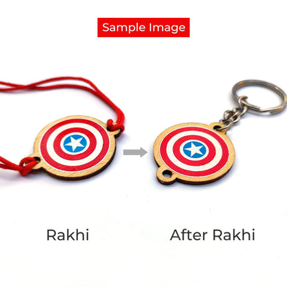 Pyara Bhai & Pyari Bhabhi Wooden Rakhi Combo with Keychain