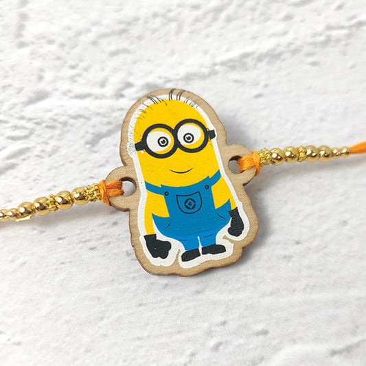 Minions - Wooden Rakhi with Keychain