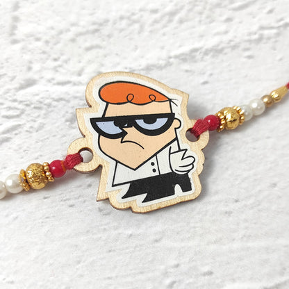 Dexter - Wooden Rakhi with Keychain