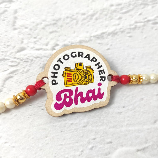 Photographer Bhai  - Wooden Rakhi with Keychain