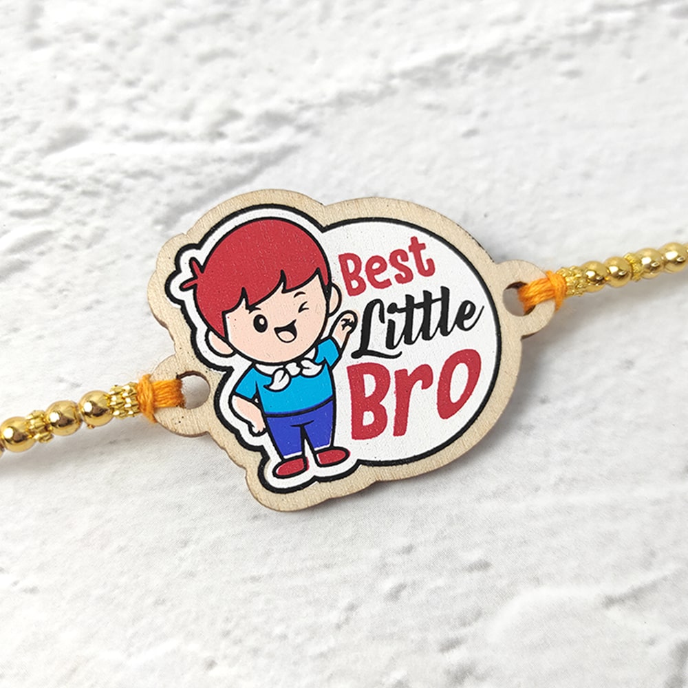 Best Little Bro - Wooden Rakhi with Keychain