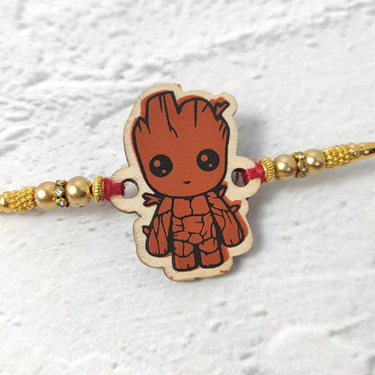 Groot - Wooden Rakhi with Keychain