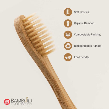 Wood Gully Organic Bamboo Kids Toothbrush (Pack of 2)